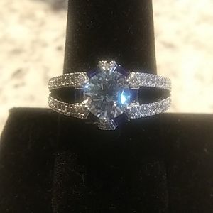 Moissanite and blue sapphire